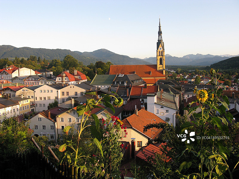 巴伐利亚的教堂和小镇图片素材