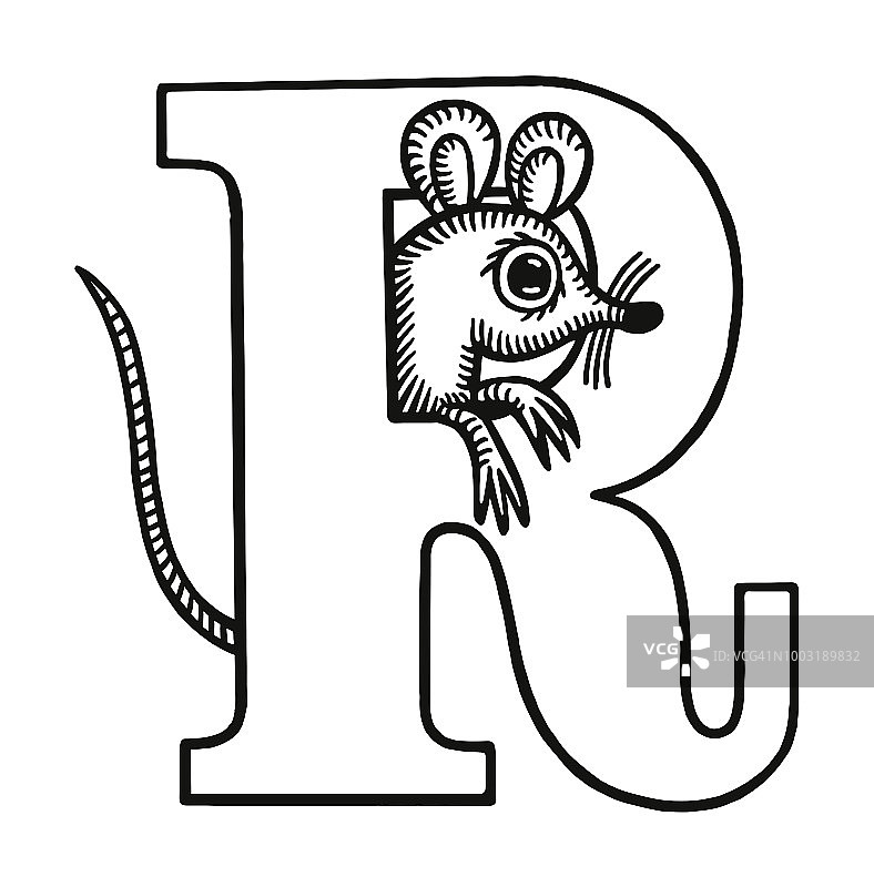老鼠和字母R图片素材