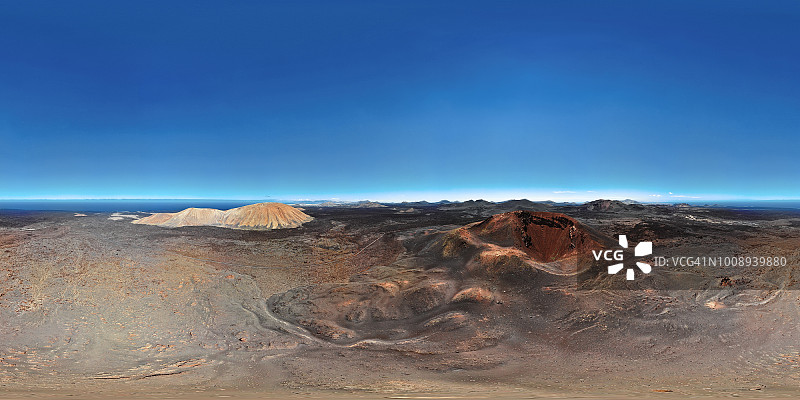 360x180度全球形(等矩形)全景火山景观，提曼法亚国家公园，兰萨罗特，加那利群岛图片素材