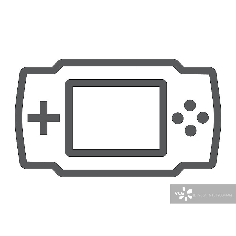 游戏机线图标，电子和设备，游戏标志，矢量图形，白色背景上的线性图案，eps 10。图片素材