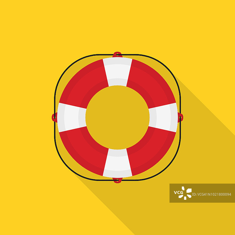 救生圈图标以黄色背景为长阴影，设计风格平直图片素材