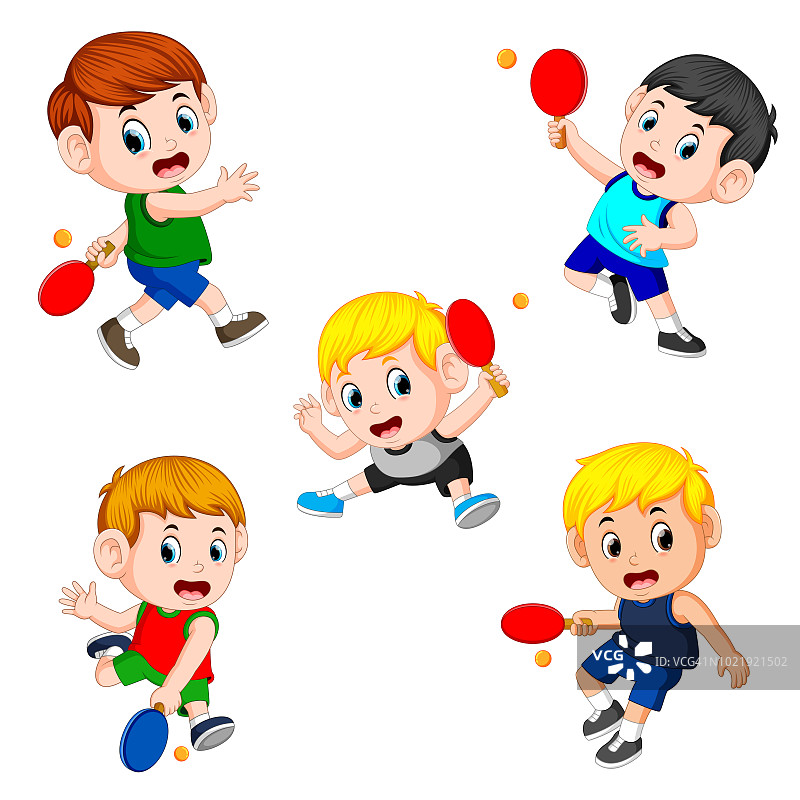 乒乓球运动员的各种姿势图片素材