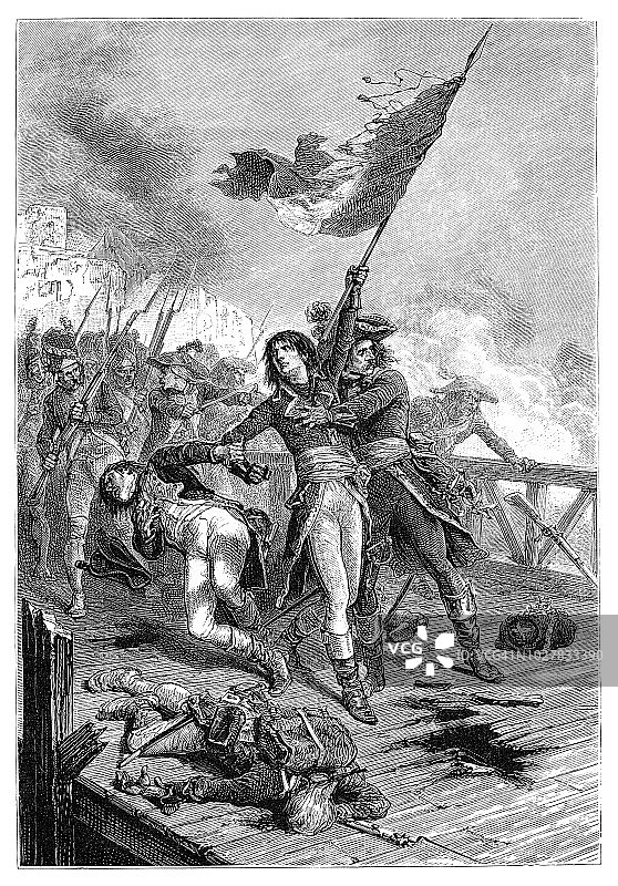 1796年，拿破仑·波拿巴在阿尔科尔桥上图片素材