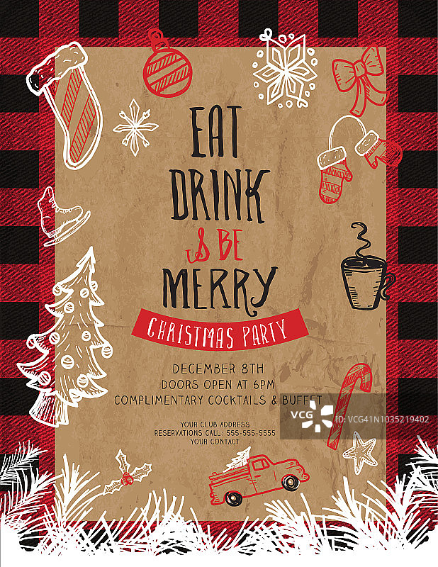 吃，喝和快乐圣诞祝福邀请设计模板图片素材