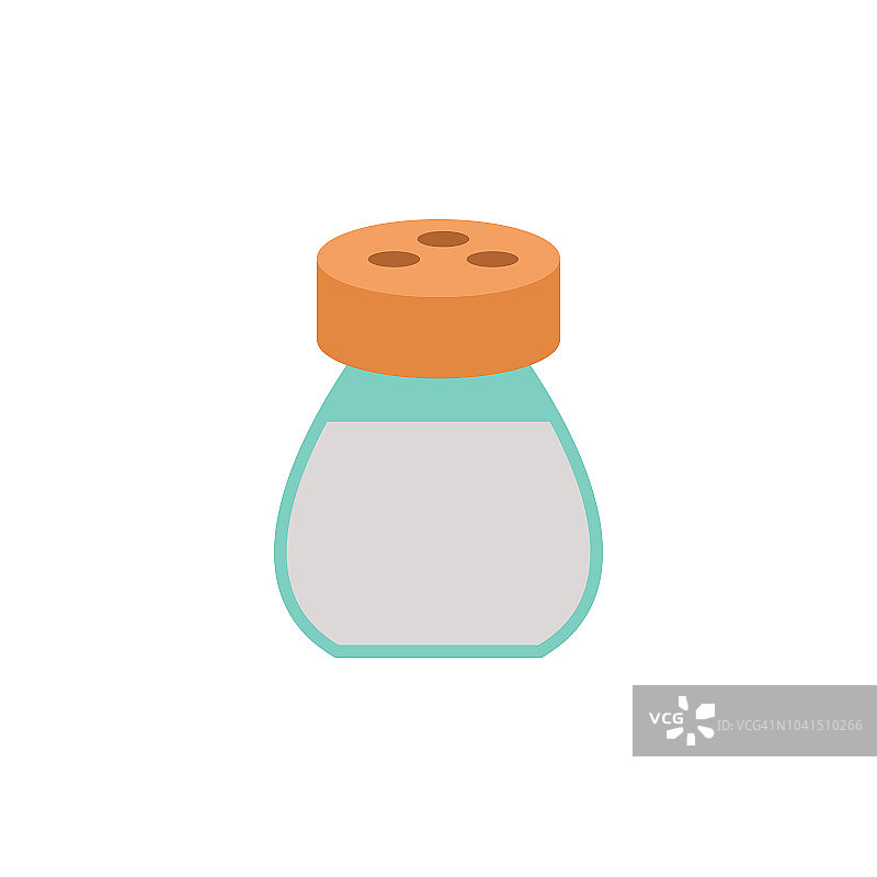 盐瓶彩色插图。移动概念和web应用的彩色食物图标元素。详细的盐瓶图标可以用于网络和手机图片素材