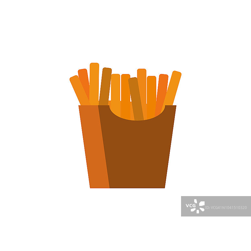 法式炸薯条彩色插图。移动概念和web应用的彩色食物图标元素。详细的薯条图标可以用于网络和手机图片素材