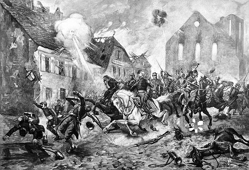 1895年普鲁士士兵之战的战争场景图片素材