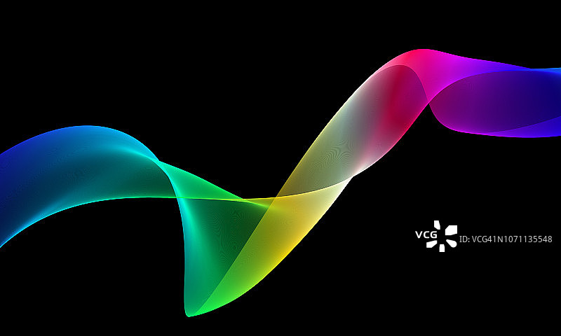 抽象的彩虹波，孤立在黑色背景图片素材