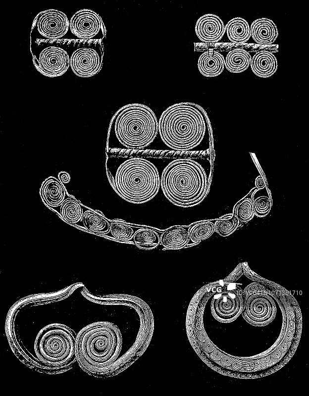 古罗马时期，妇女用铁丝制成的首饰图片素材