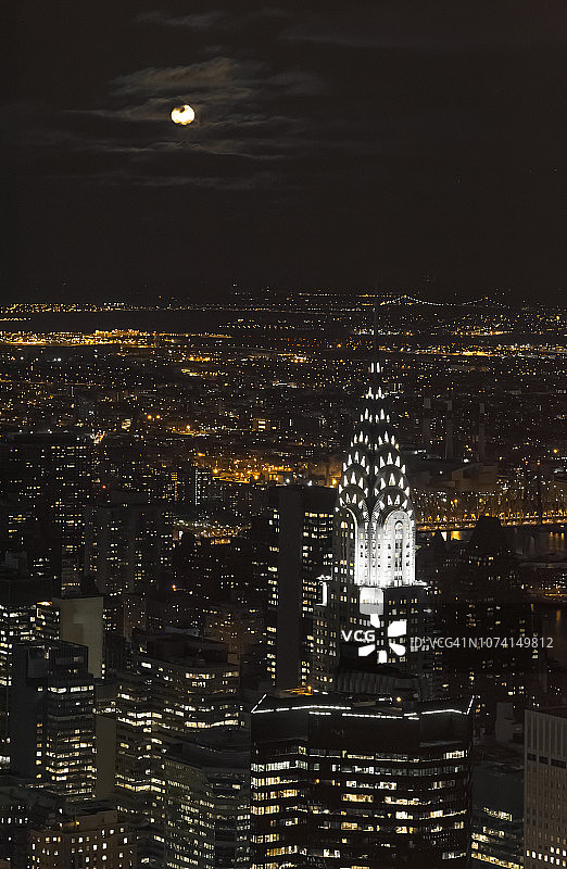 纽约市夜景鸟瞰图图片素材