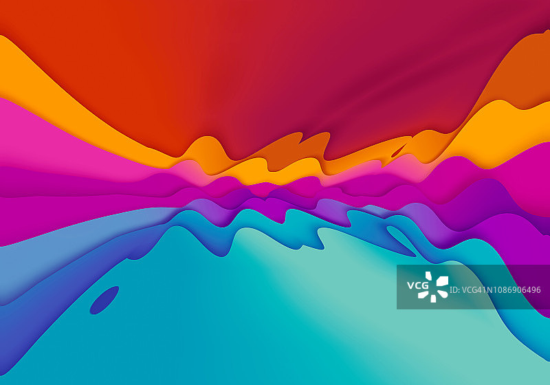 波浪抽象数字剪纸风格简约渐变颜色图片素材