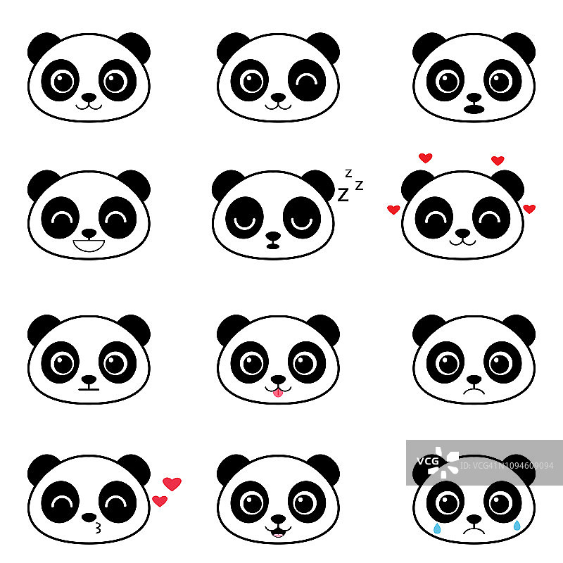 一套可爱的卡通熊猫情绪图片素材