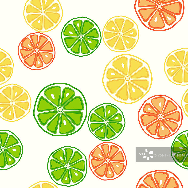 柠檬、酸橙和橙子呈无缝状图片素材