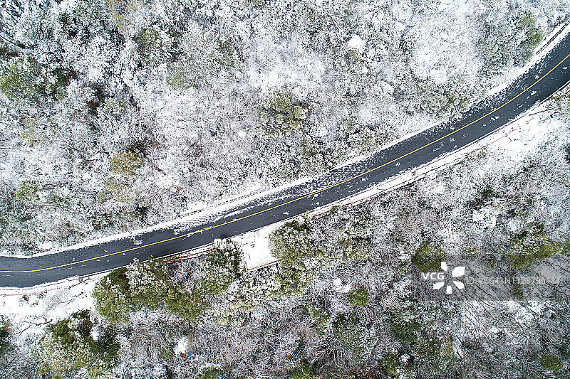 宝洁山森林公园雪景鸟瞰图图片素材