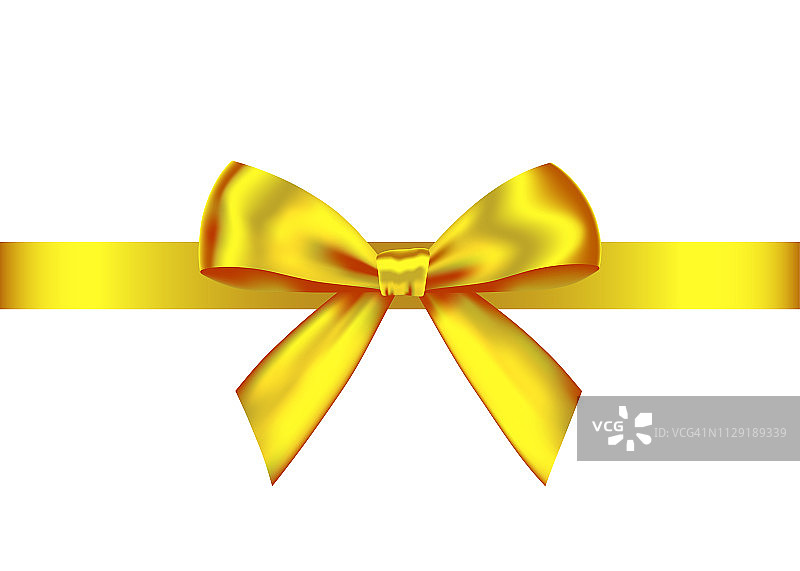 金色现实的礼物蝴蝶结水平缎带。图片素材