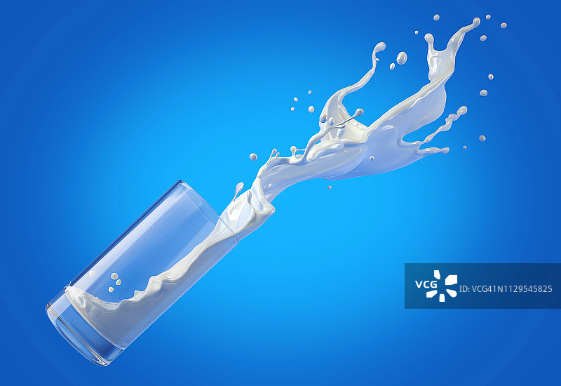 一杯牛奶洒在空气中溅起水花图片素材