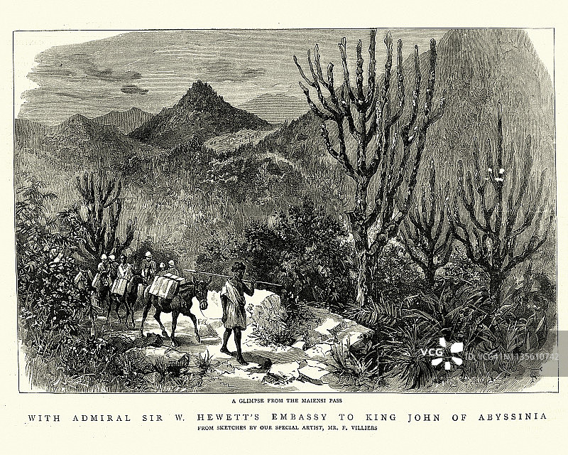 威廉·休伊特的大使馆阿比西尼亚的约翰国王，迈恩西隘口，1884年图片素材