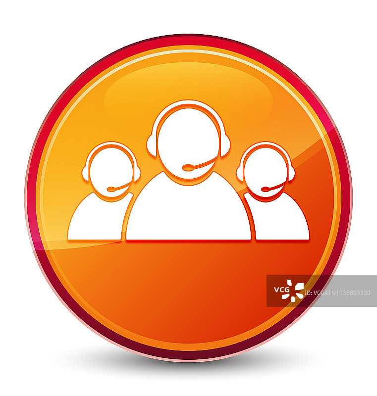 客服团队图标特别玻璃橙色圆形按钮图片素材