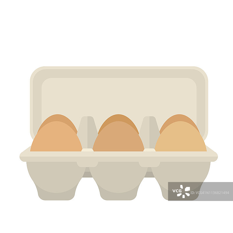 鸡蛋盒，6个鸡蛋，平面矢量设计图片素材