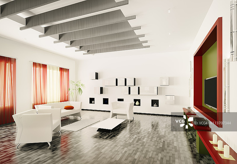 现代客厅室内3d渲染图片素材