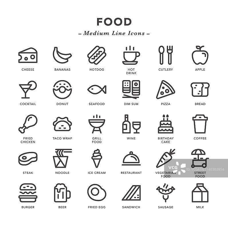 食物-中等线图标图片素材