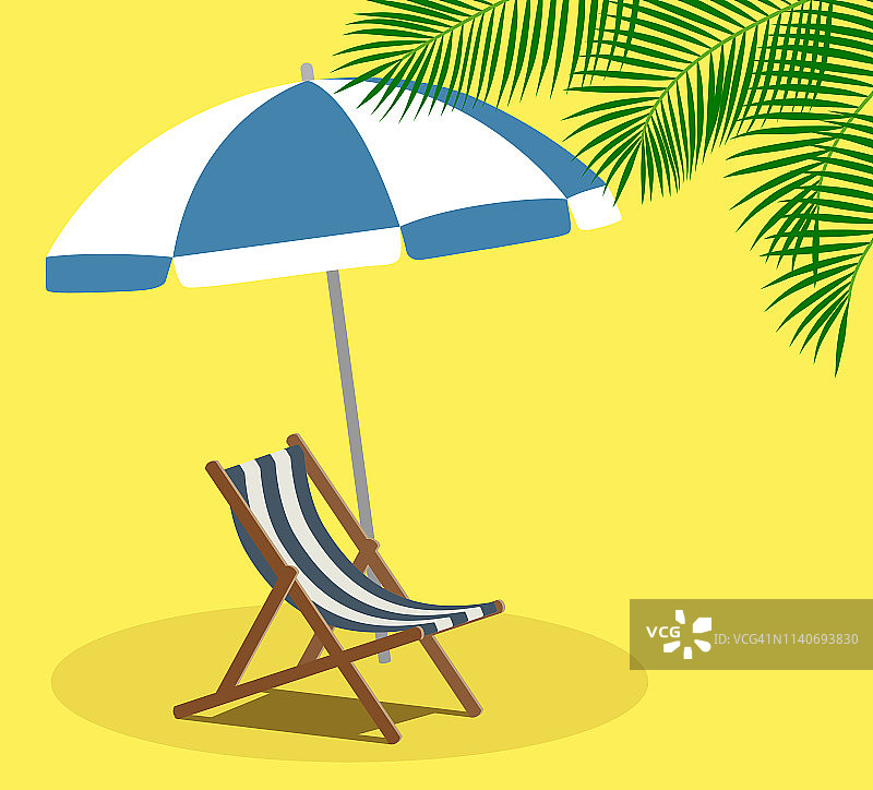 夏日沙滩遮阳伞和沙滩椅图片素材