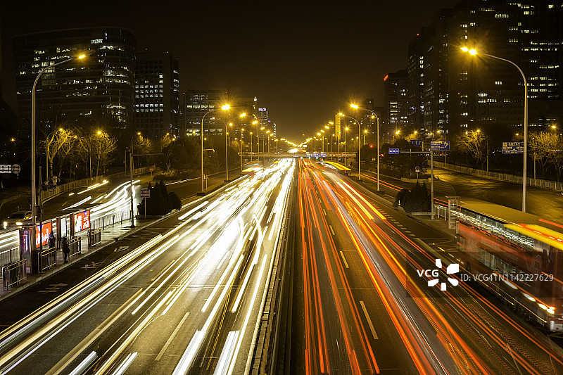 北京的道路夜景图片素材
