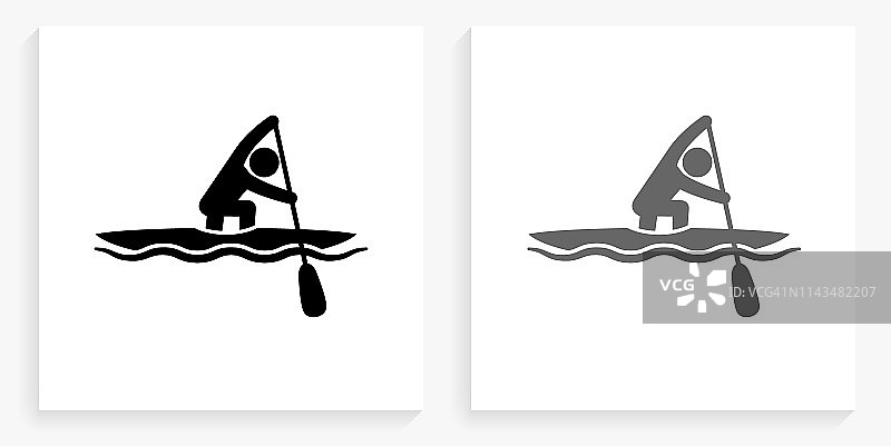 划桨船黑白方形图标图片素材