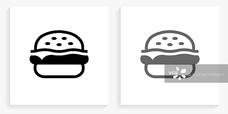 汉堡包黑白方形图标图片素材
