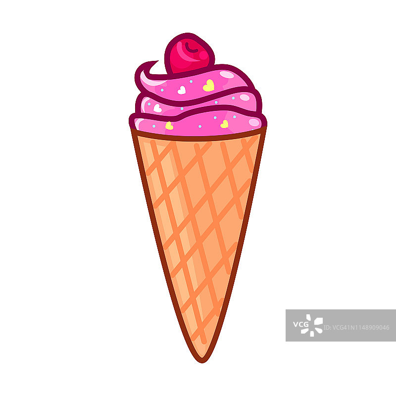粉红色的樱桃甜筒冰淇淋图片素材