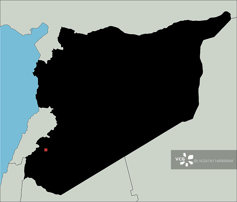 高度详细的叙利亚剪影地图。图片素材