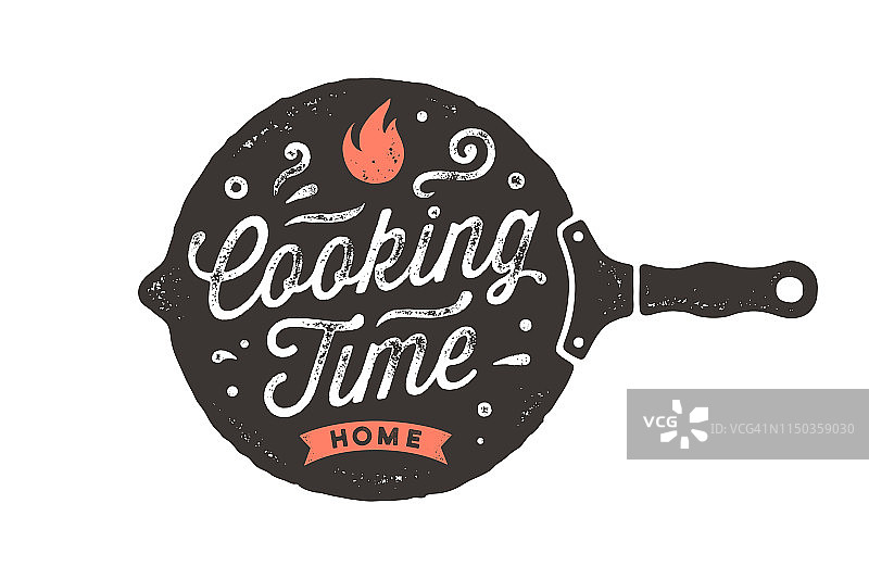 烹饪时间。厨房的海报。厨房墙壁装饰，标识，引用图片素材