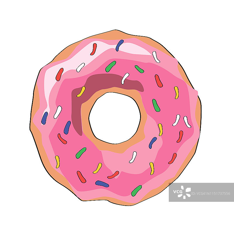 粉色的甜甜圈。图标,矢量图。焦糖甜甜圈标志。图片素材