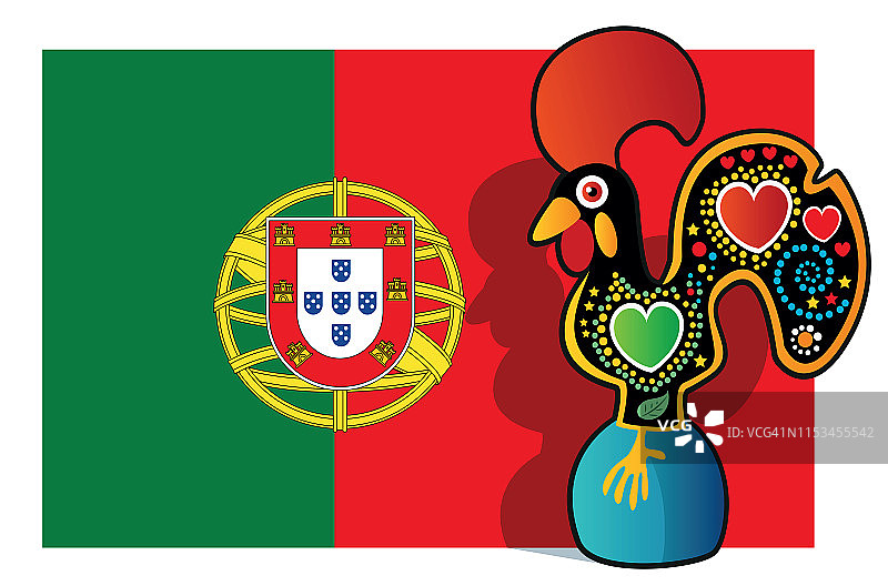 葡萄牙公鸡和葡萄牙国旗图片素材