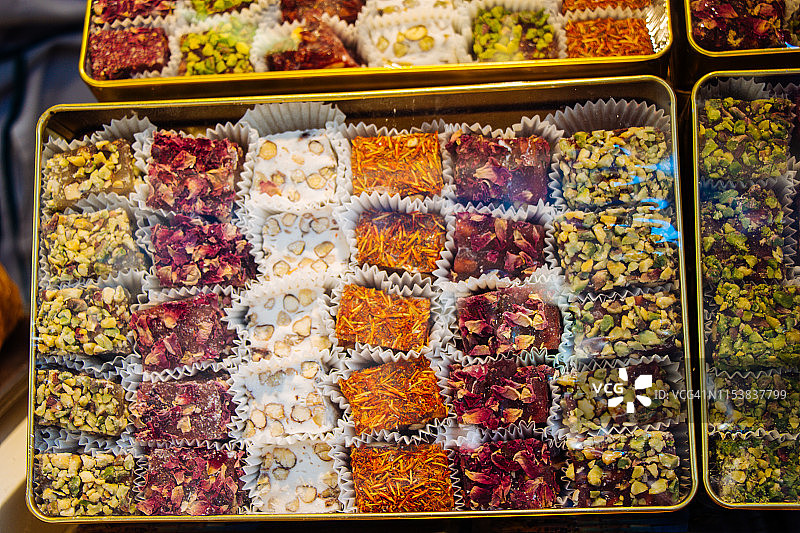 传统的土耳其软糖lokum糖果图片素材