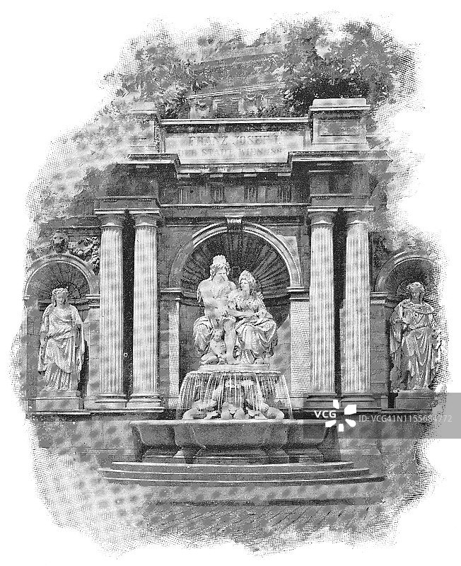 奥地利维也纳的达努比乌斯喷泉——19世纪的奥匈帝国图片素材