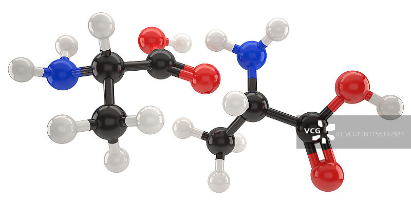 丙氨酸分子结构的三维图与剪切路径图片素材