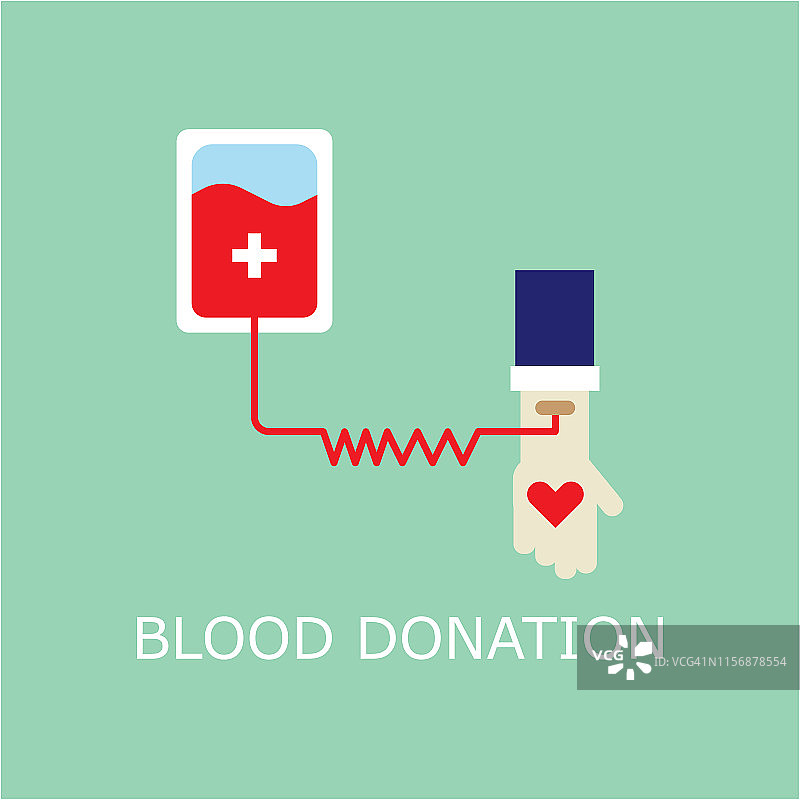 献血线艺术插图献血者手的献血袋和炉膛形状的插图背景。图片素材