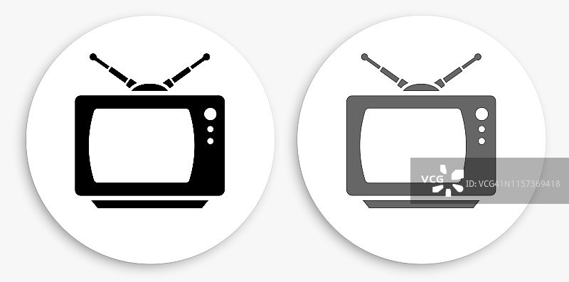 电视盒黑白圆形图标图片素材
