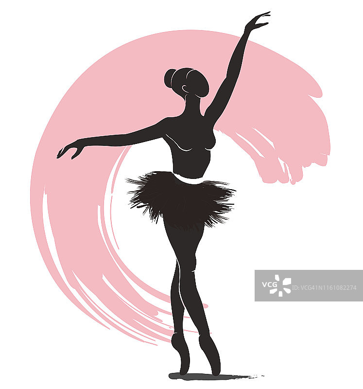 女腿芭蕾舞者的背景，芭蕾舞学校舞蹈工作室的芭蕾舞标志图标矢量插图图片素材