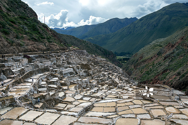 秘鲁，萨利纳斯·德·马拉斯，印加传统盐模(萨利纳斯)图片素材