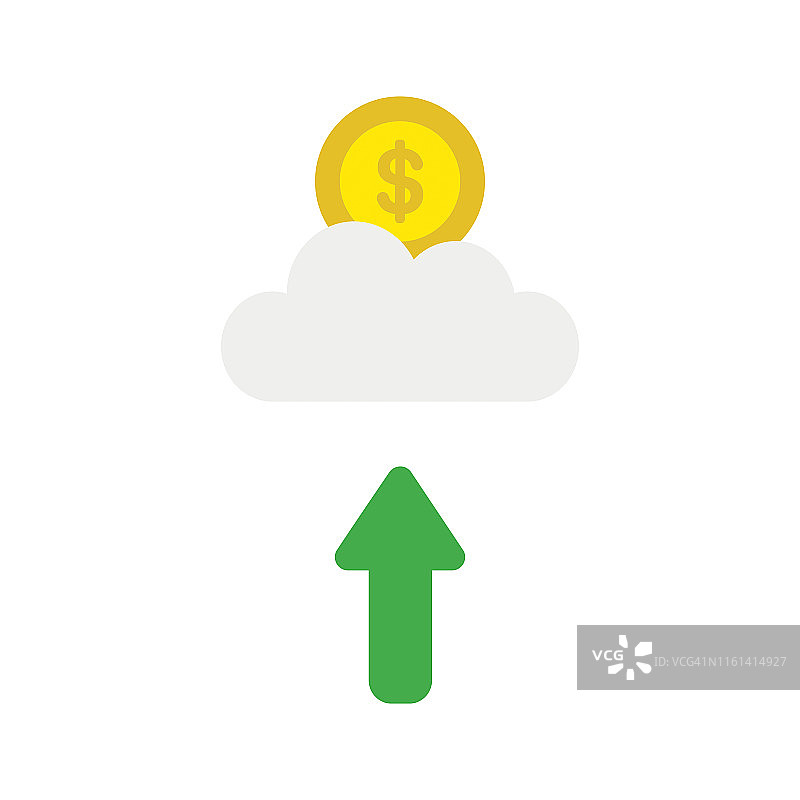 矢量图标概念的美元硬币在云端与箭头移动图片素材