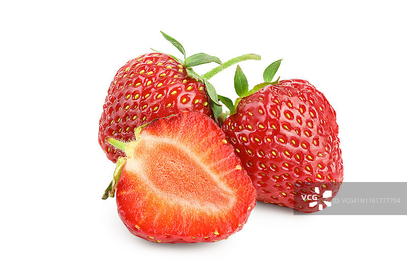草莓孤立在白色背景上。前视图。平躺模式图片素材