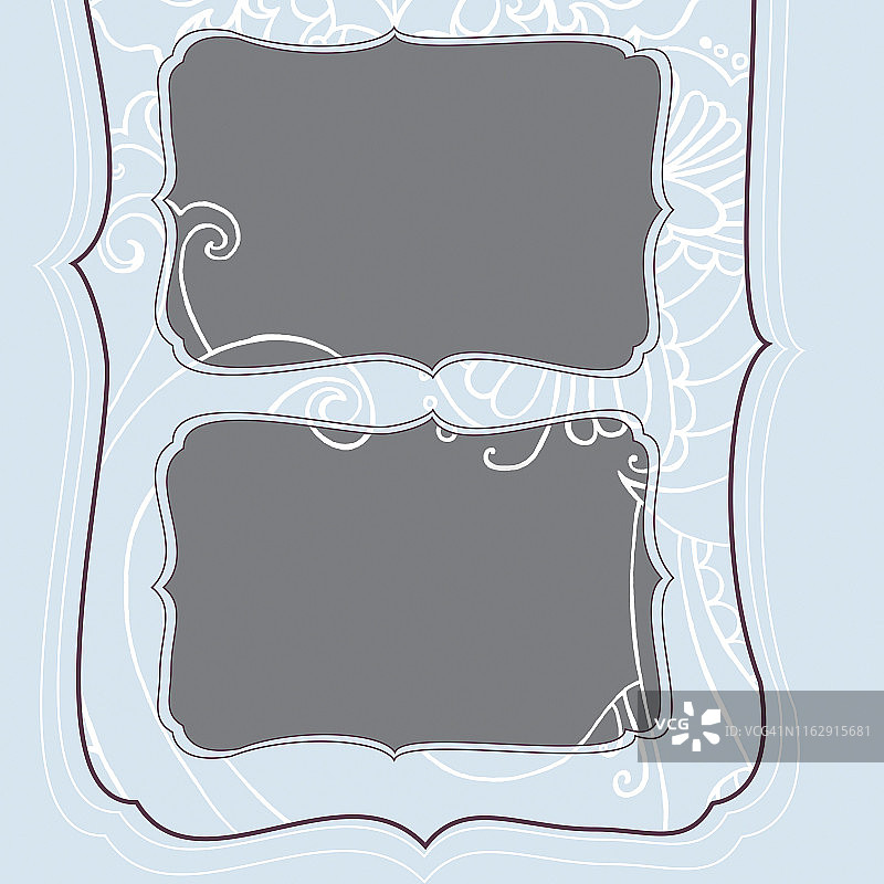 方形框架与冬季蓝色霜冻圣诞图案图片素材