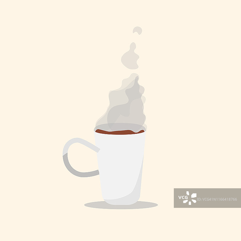 白色的咖啡杯以柔和的烟艺术平面设计风格矢量图片素材