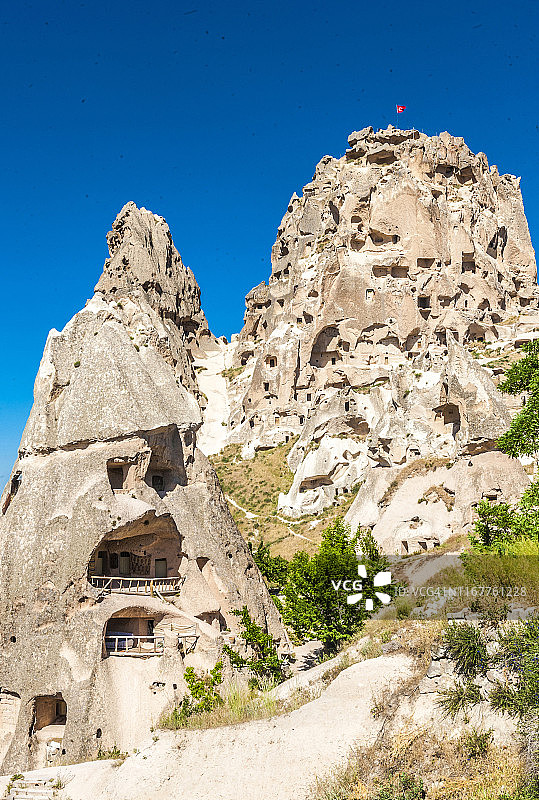 土耳其，戈雷米国家公园和卡帕多西亚的岩石遗址，乌奇萨尔的岩石穴居人峰(联合国教科文组织世界遗产)图片素材