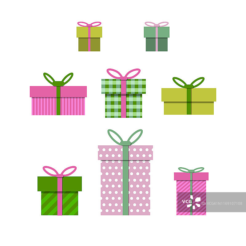 礼盒集矢量插图销售，购物，生日，圣诞节平面设计的概念，标志，网站，社交媒体，移动应用程序，ui图片素材