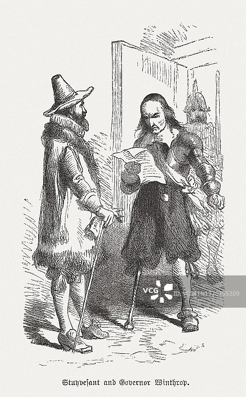 1664年彼得·斯图文森的投降，木刻，1876年出版图片素材