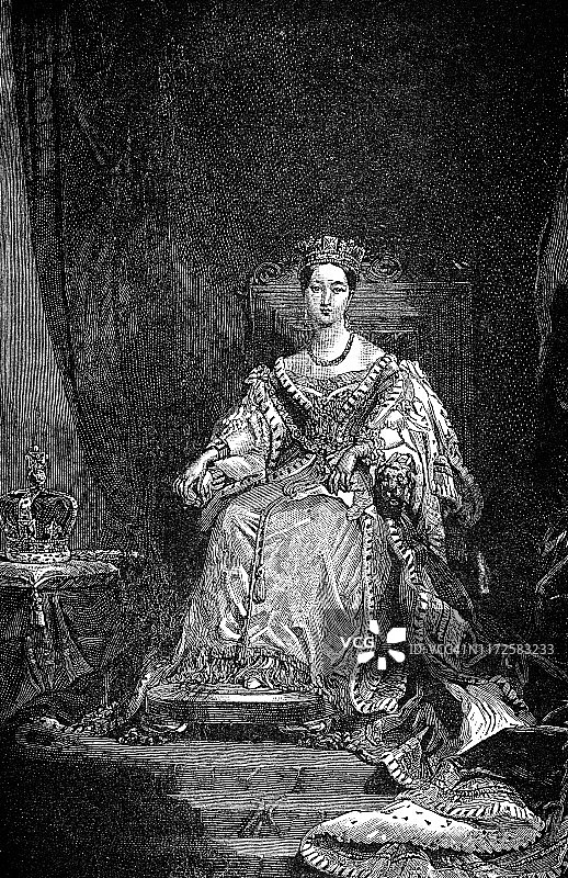 1837 - 19世纪英国女王维多利亚一世的加冕长袍图片素材