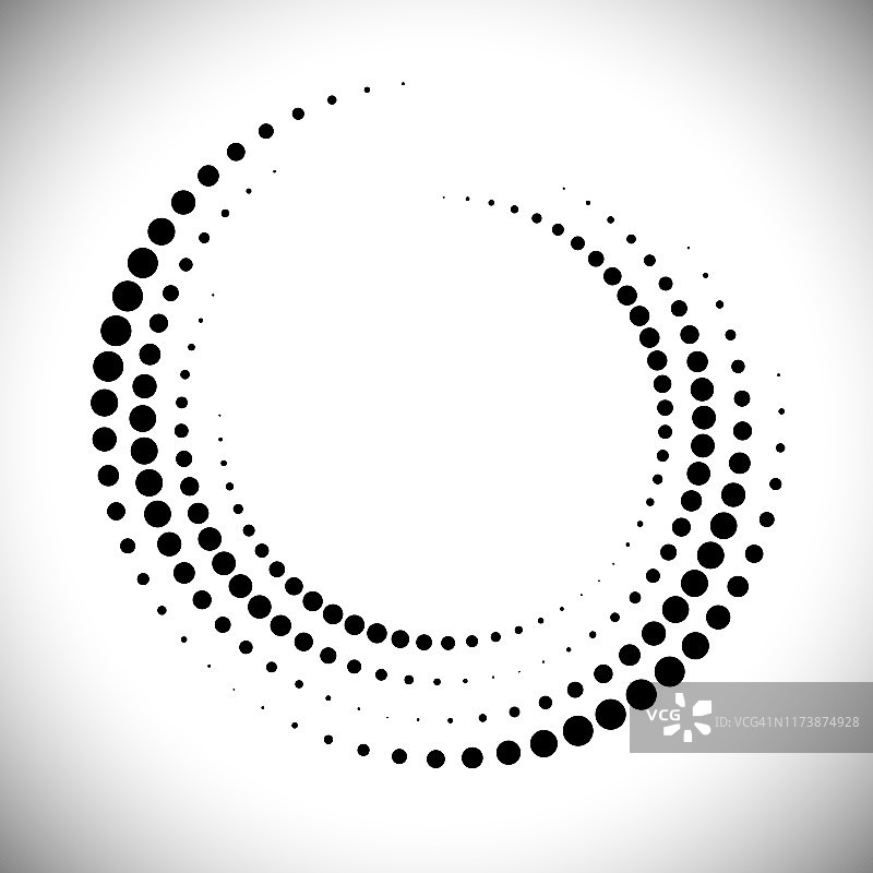 抽象矢量背景与半色调点圆。圆形边界图标。图片素材